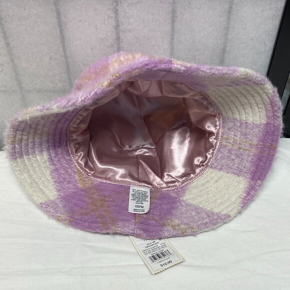 Cat & Jack Kid's Satin Lined Buffalo Plaid Fuzzy Wool Blend Bucket Hat NWT - Picture 8 of 9